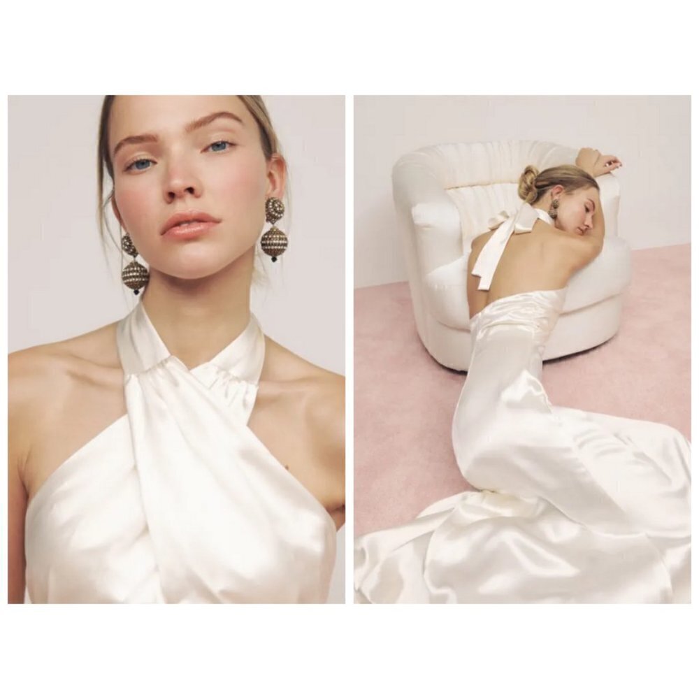 💕REFORMATION💕 Veria Silk Dress ~ Ivory 8 NWT